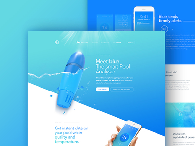 Riiot Labs - Homepage blue design illustration product video water webdesign