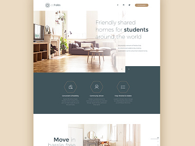 Cohabs - Landing page beige clean cohabs dogstudio housesharing petrol webdesign website white