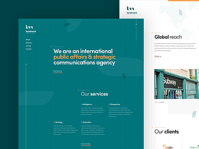 Landmark - Homepage dark design dogstudio green homepage product public affairs webdesign website white