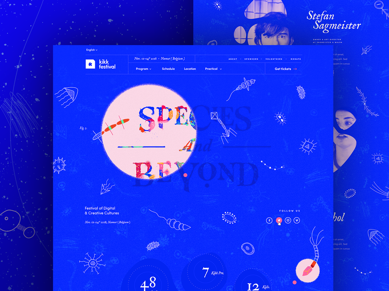 Kikk Festival 2018 - Homepage blue colors design festival illustration kikk webdesign website