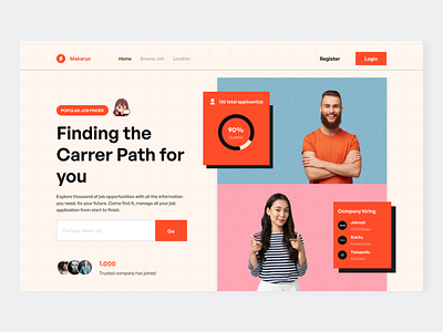 Makaryo - Job Board Hero Landingpage app career clean design hero section job board job hunter landing page logo minimalist startup ui websites