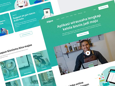 Redesign Majoo - POS Landingpage animation app branding cashier clean design majoo minimalist point of sales pos pos design pos landing page pos website design ui ux web design