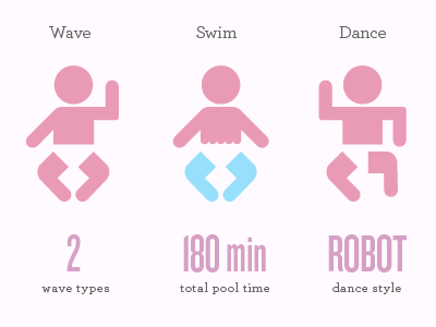 Baby Skills icons infographic pink