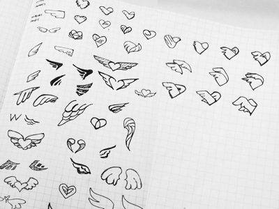 Love + Wings Logo Sketches heart logo sketch wings