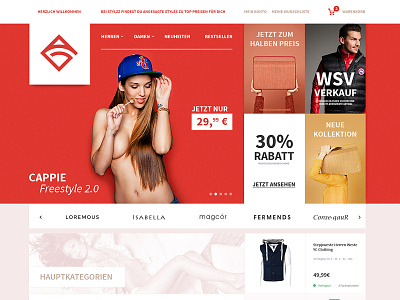 Ecommerce, Shop - Design - Just4Fun cappie clothing ecommerce einkaufen online onlineshop red shop shopware shopyfi webdesign world
