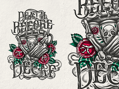 Death before Decaf coffee design illustration mug procreate rose shirt skull
