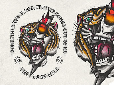 Angry bandmerch design illustration procreate shirt skull tattoo tiger vector