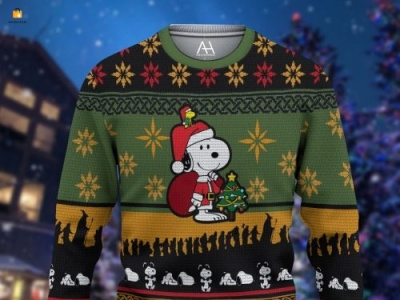 Santa Snoopy Ugly Christmas Sweater 3d graphic design