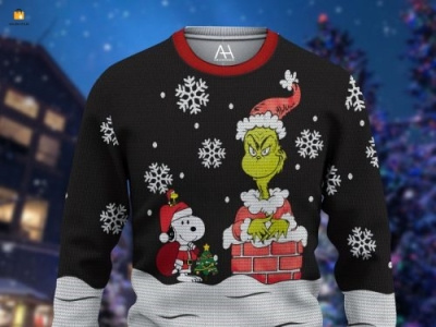 The Grinch Snoopy Ugly Christmas Sweater 3d graphic design