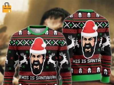 Spartan King Leonidas Ugly Christmas Sweater graphic design