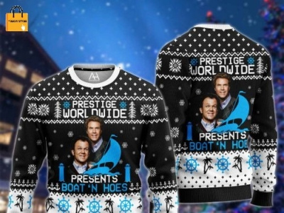 Prestige Worldwide Presents Boat’n Hoes Ugly Christmas Sweater 3d graphic design