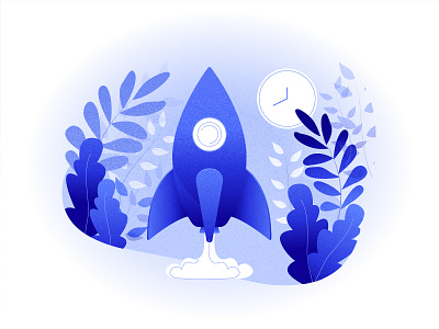 The Rocket & Time icon concept creative design icon illustration relax time vector