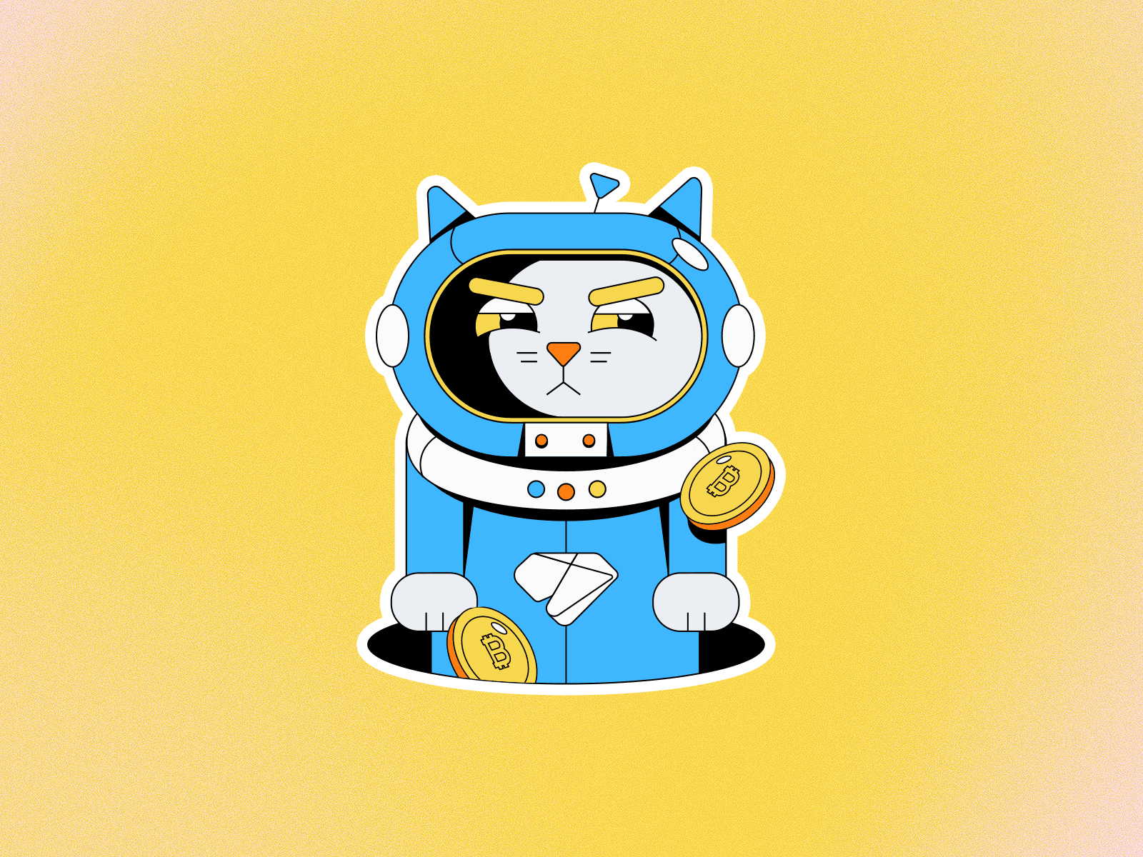 Kryptex – Telegram Stickerpack blue cat illustration stickers yellow