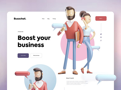 Buzzchat clean design flat responsive uidesign uxdesign website website design