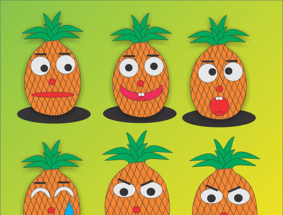 pineapple emoticons with various models design emoticon graphic design illustration