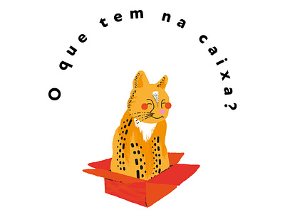 o que tem na caixa? cat design illustration vector