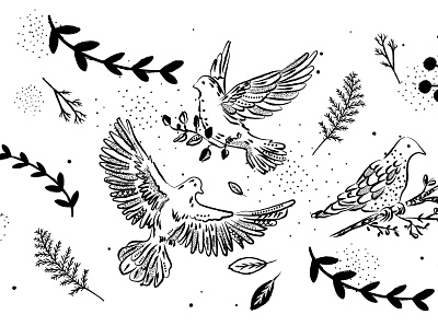 Paz birds design flowers illustration vector