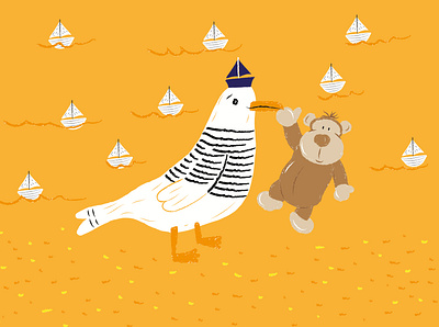 Seagull design illustration monkey navy seagull vector