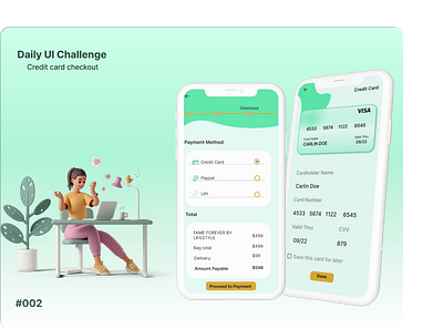 Credit card checkout dailyui design illustration typography ux