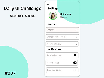 User Profile setting page branding dailyui design typography ui