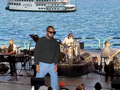 Kanye at the Aretha Franklin Amphitheater in Detroit animation city dance detroit forfun gif kanye kanyewest silly