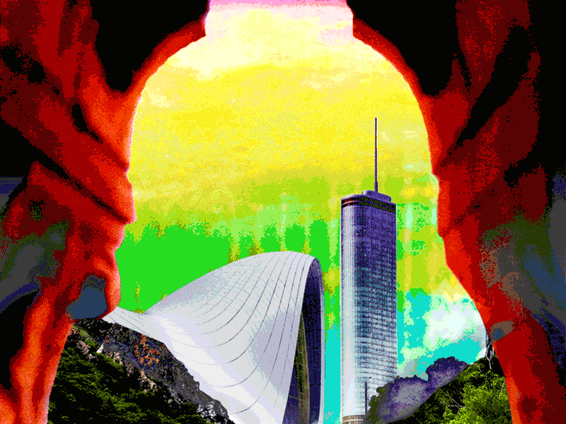 PRECIPICE OF DISCOVERY 01 animation architecture city future gradient neon