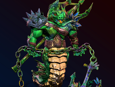 Warrior of the Sea Abyss 3d modeling naga sculpt warcraft