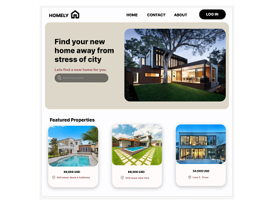 House Search Landing Page 3d animation graphic design ui web design