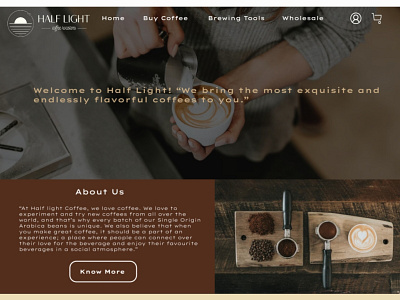 Half light cafe landing page animation cafe coffee graphic design landing page ui web design