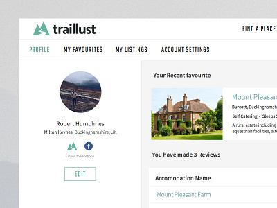Traillust Profile account module profile property ui user user interface vacation website
