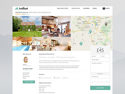 Traillust Property Information Page flat holiday map module property ui user interface vacation website