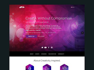 Avid Events Homepage clean flat homepage photography simple ui user interface website