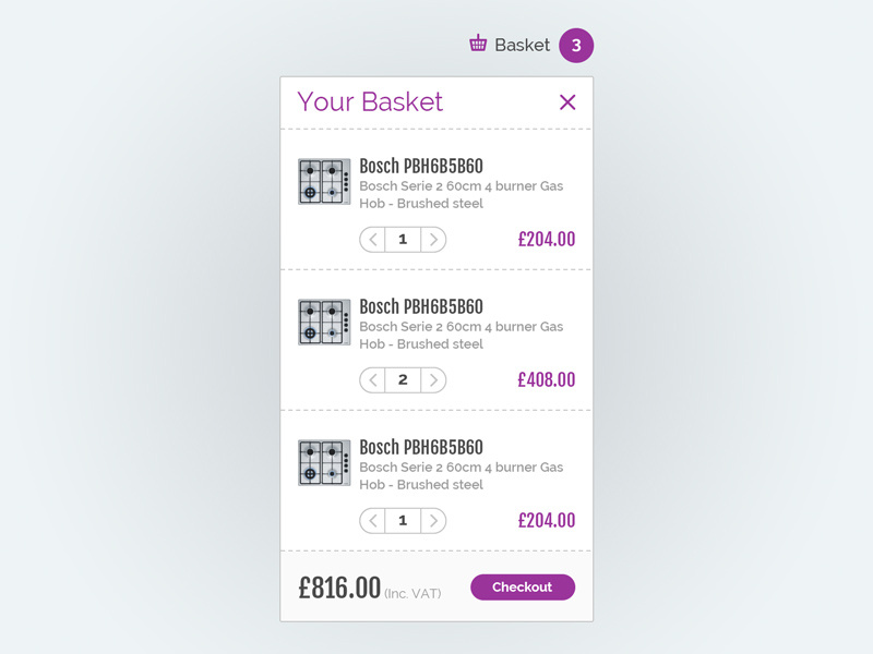 eCommerce Basket Module web design checkout basket cart ecommerce ux ui