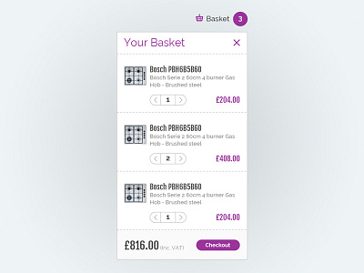 eCommerce Basket Module basket cart checkout ecommerce ui ux web design