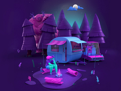 In the woods 3d illustration