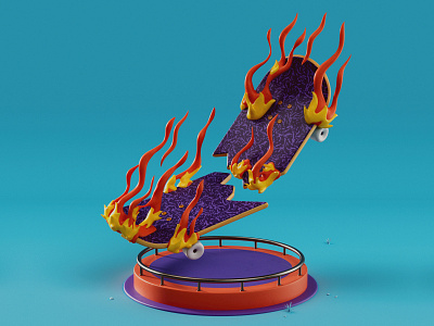 On Fire 3d illustration