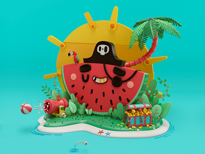 Pirate Summer 3d illustration