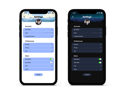 Settings Page (Light and Dark mode) daily ui design ui