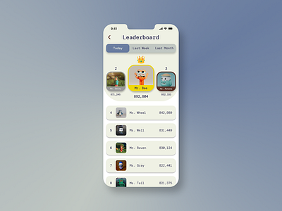 Game Score Leaderboard Design daily ui design mobile ui