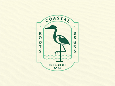 Coastal Roots Designs Badge badge badge design blue heron coastal crest harbour heron hidden meaning illustration logo logodesign mississippi ocean water