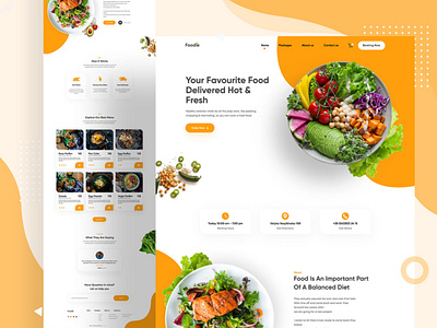 Foodie Landing page UI/UX Case study colorful design food graphic design landingpage new ui ux website