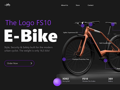 E-Bike landing page Design UI/UX bike cycle design graphic design new ui ux website