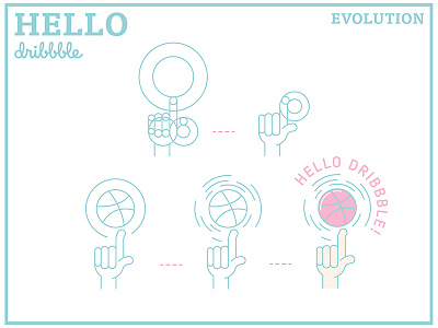 Hello Dribbble! ball dribbble evolution first hand hello lines process shot