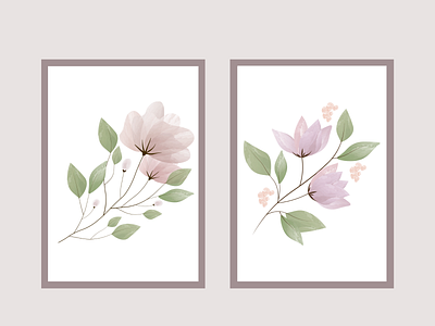 Floral wall art graphic design illustration