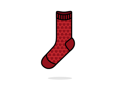 A sock hearts black line illustration pattern red