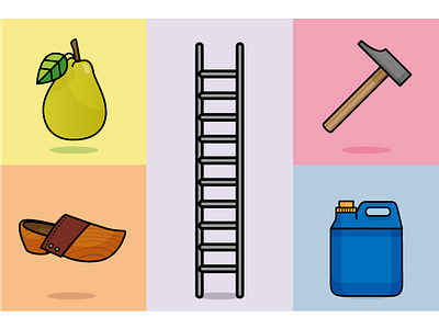 Everyday objects 1/2 hammer illustrations ladder perry simple