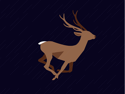 Young deer in full swing deer illustration