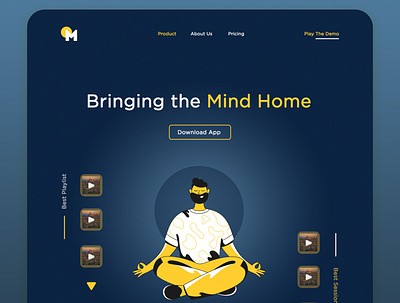 Meditation App Web page app blue design landing page mediation mobile app ui ux web web page yellow yoga