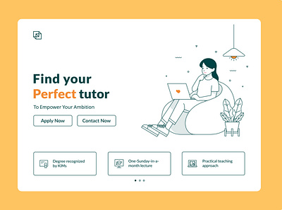 Find your tutor design illustations landing page learn learning lines one page tutor ui ux yellow
