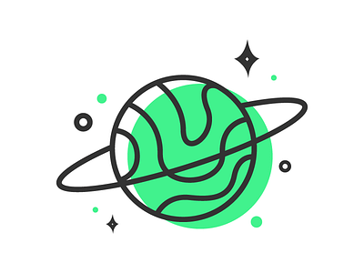 Saturn alien cosmic galaxy green icon planet saturn space stars universe